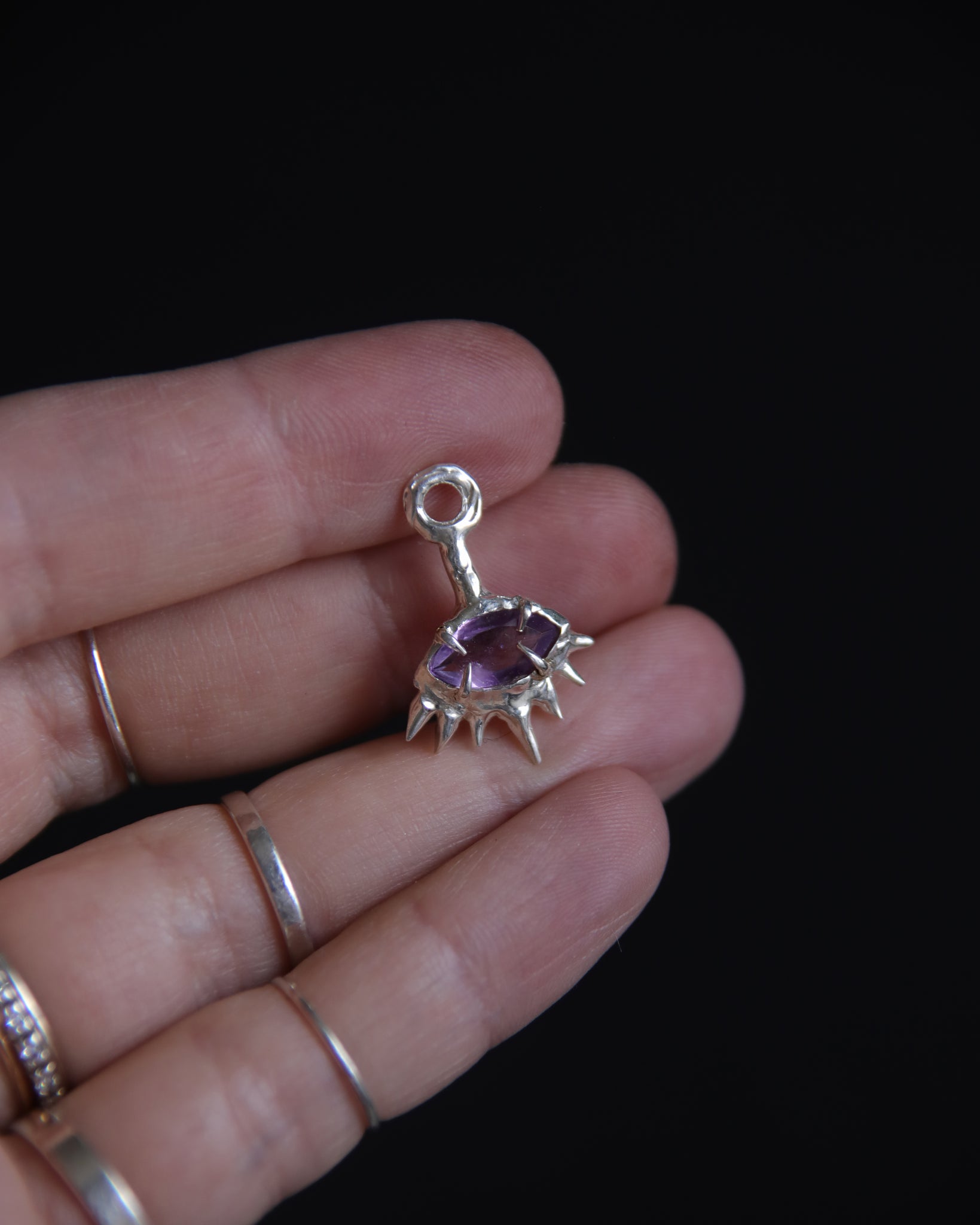 Earring Charm With Amethyst