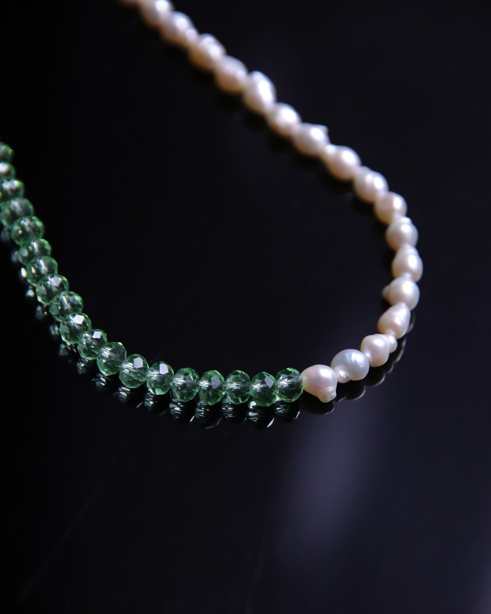 Beaded Necklace 'Duo' With Pearls & Glass Nr.1