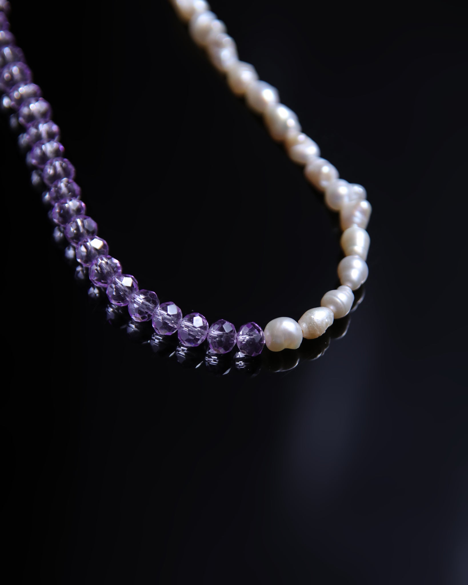 Beaded Necklace 'Duo' With Pearls & Glass Nr.2