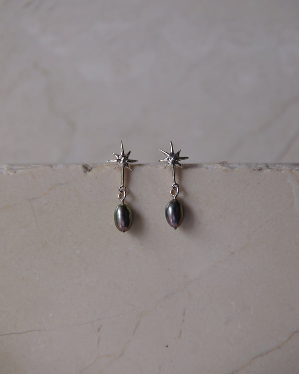 Navi Black Pearl Drop Earrings