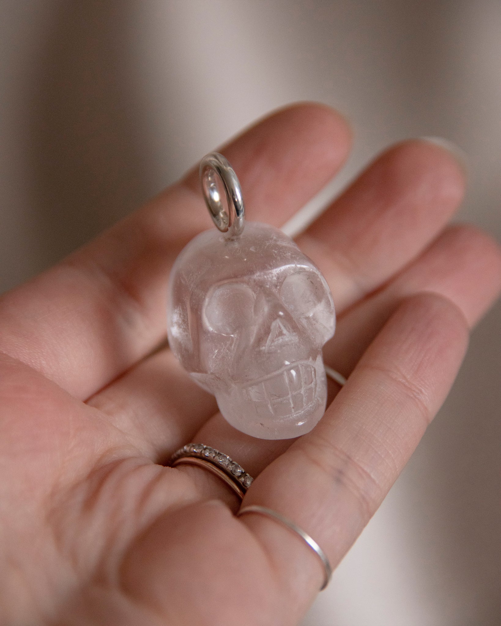 Frankie Crystal Quartz Skull Pendant