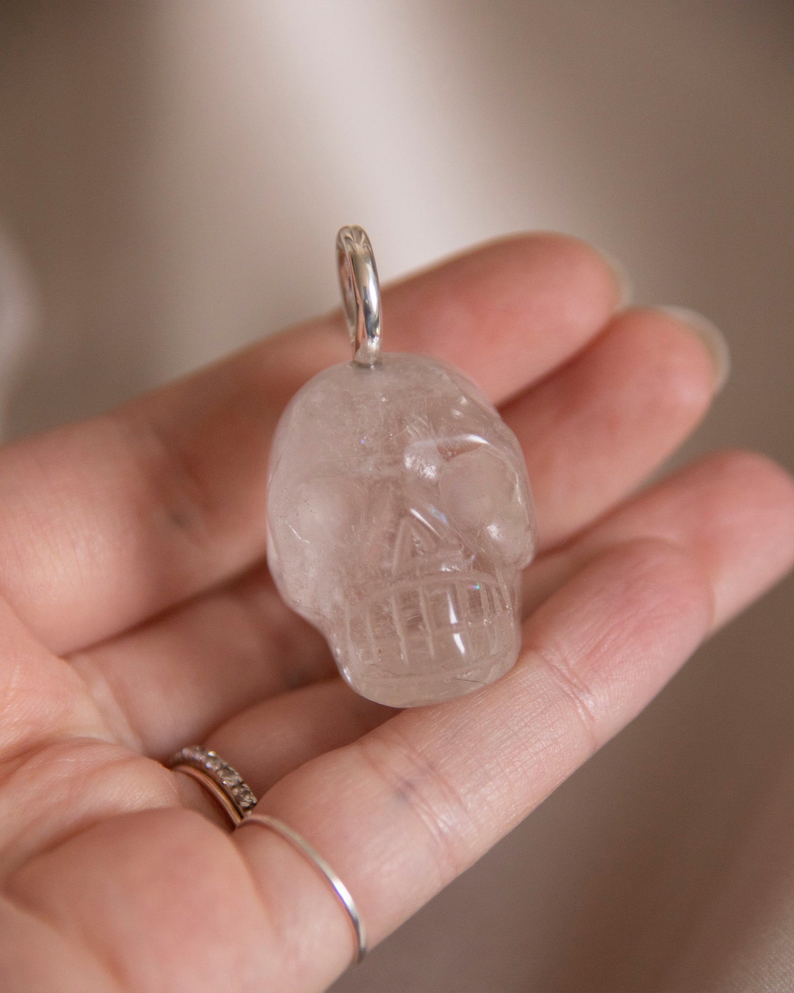 Frankie Crystal Quartz Skull Pendant